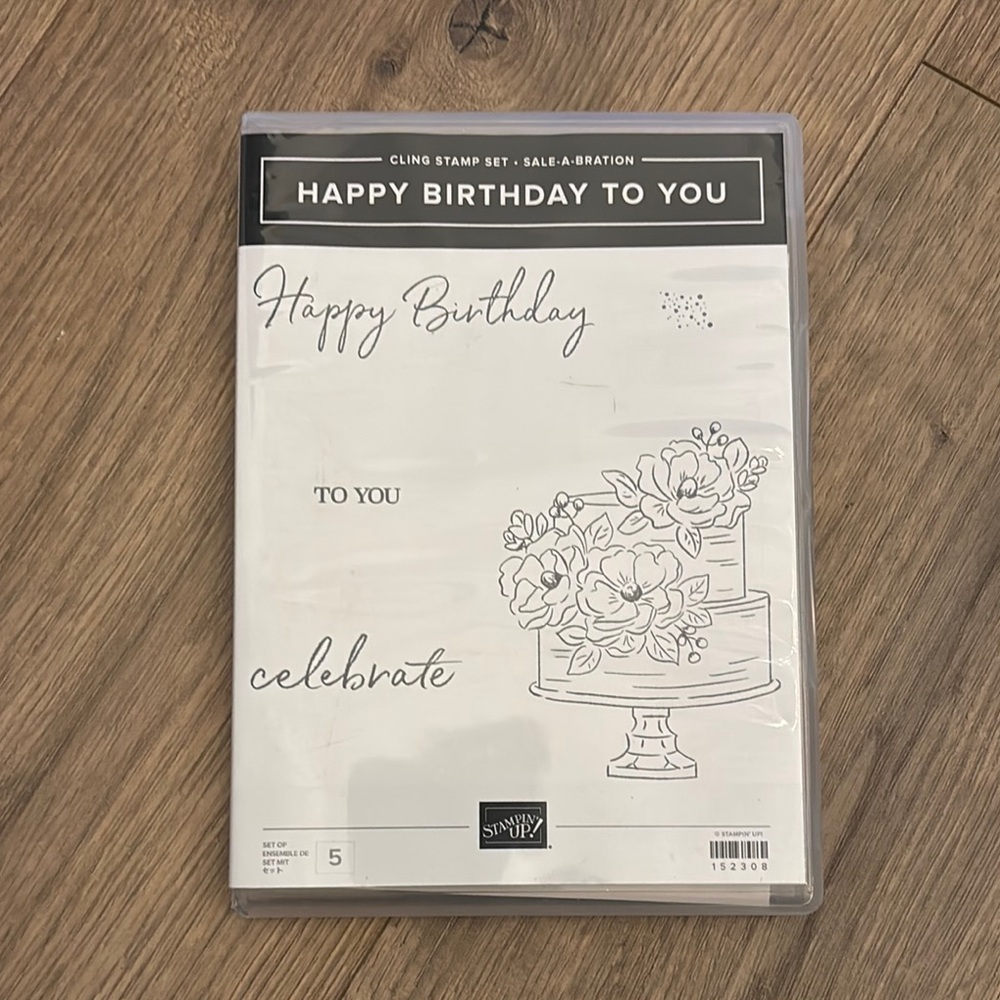 Stampin' Up! Happy Birthday Cling Stamp Set - Black and White